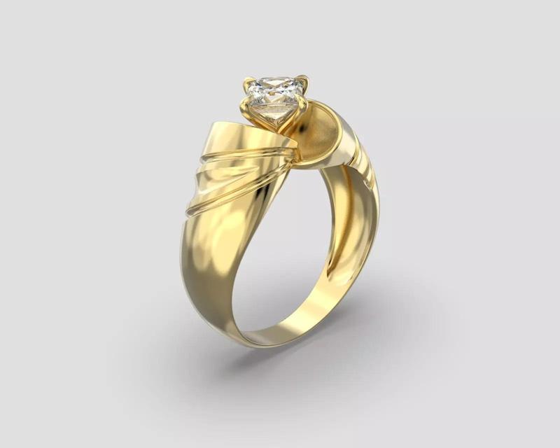 R 089 Solitaire Ring with Princess Cut Stone