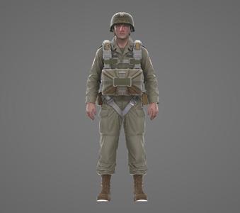 WWII Paratrooper Figure with Field Pack