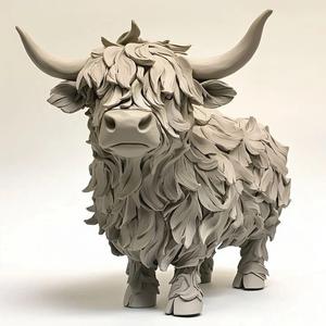 Wildlife Series: Long-Haired Bull Figure