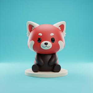 Tender red panda sitting