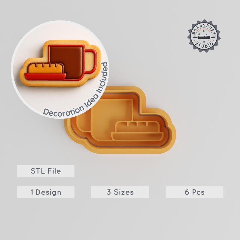 Breakfast Shape Cutter & Stamp Bundle, 6 Pieces, Perfect for Cookies & Fondant, S/M/L Sizes