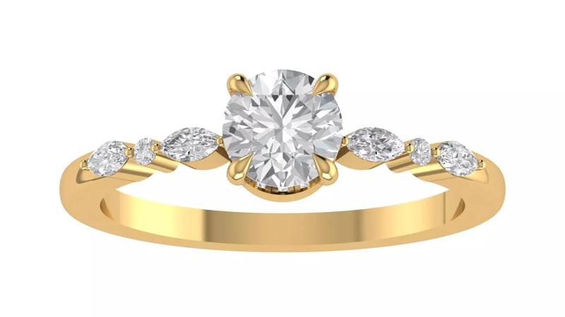 Round Diamond 3 Stone Engagement Ring