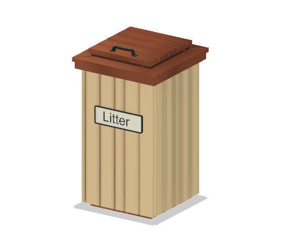 Model Railway - Wooden Litter Bin