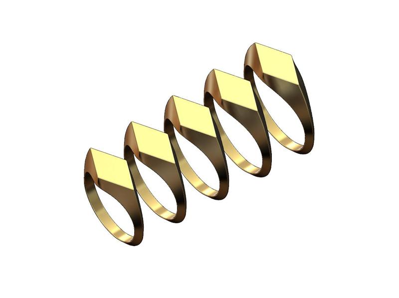 Thin Lozenge Shaped signet ring US sizes 5to9 3D print model