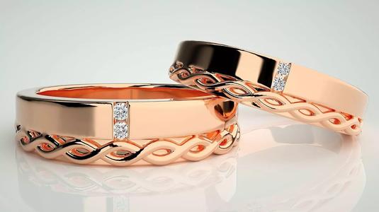 Rope Spiral Couple Band Ring 3dm stl render detail