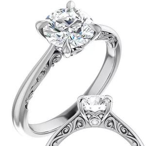 Round Engagement Scroll Accents Ring