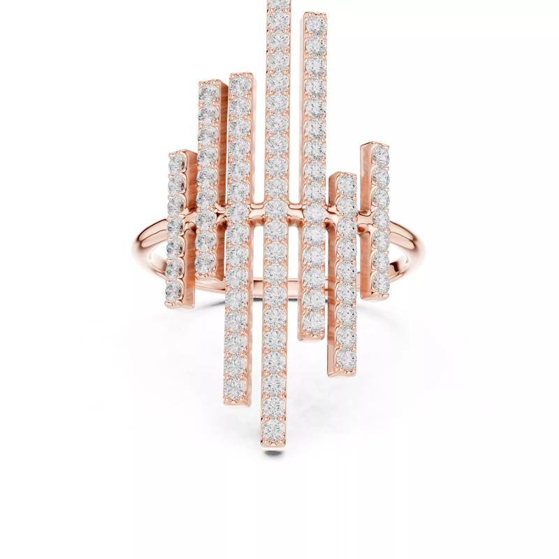 Round Diamond Seven Line Statement Ring 3DM STL Video