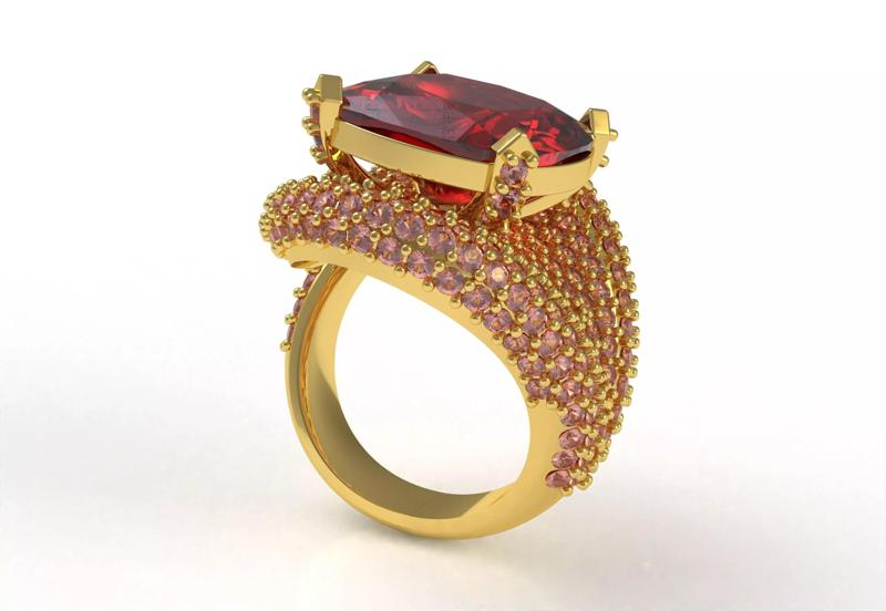 Ruby Cushion Stone Cocktail Ring