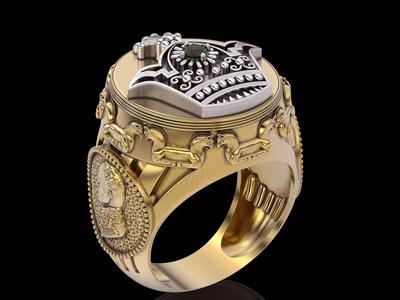 Royal crown man ring  gold  printable jewelry 3D model
