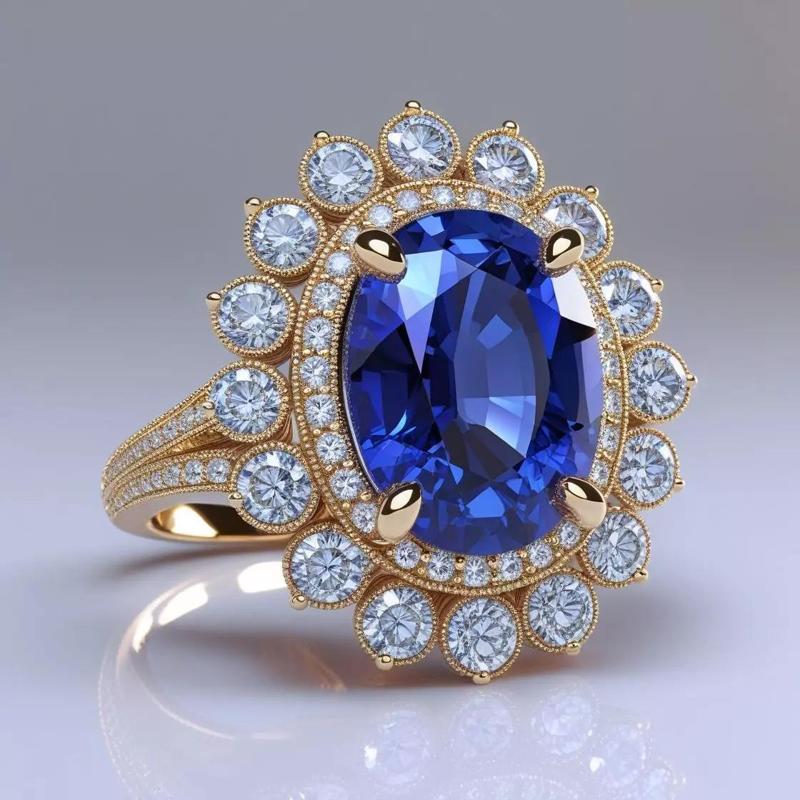 Royal Midnight Sapphire Ring  Luxury Oval Engagement Ring