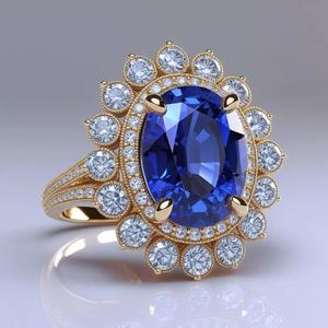 Royal Midnight Sapphire Ring  Luxury Oval Engagement Ring