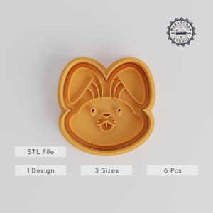 Rabbit Shape Cutter & Stamp Set, Cute Bunny Fondant & Cookie Designs, 6 Pieces, 3 Sizes