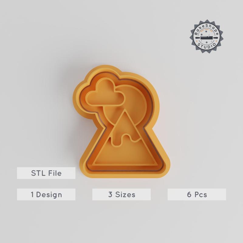 Mountain Shape Cutter & Stamp Set, Cookie & Fondant Designs, 3 Sizes, 6 Pieces