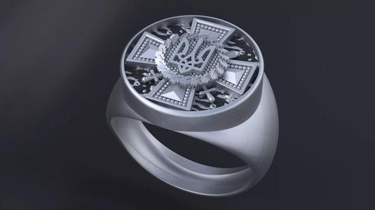 Ring with symbols of the Army of Ukraine