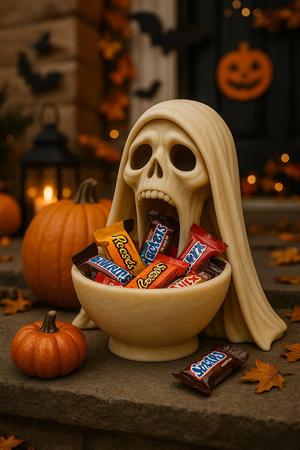Skull Halloween Candy Bowl Spooky 3D Printable Porch Decoration