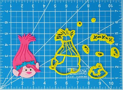Trolls Poppy Multipiece Fondant Cookie Cutter Set Multiple Sizes