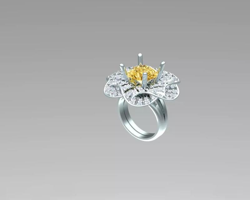 Ring woman The Rose Ring - Gold Diamond Parrot 3D print model