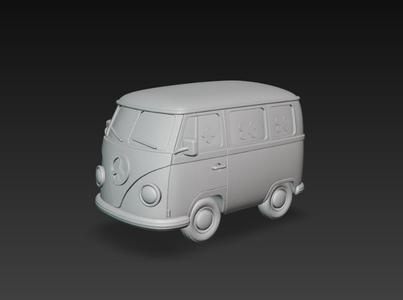 Hippie Van 3D Model – Furgoneta Retro Estilo Años 70 para Impresión 3D