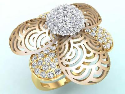 Bee ring - Italian rings - Three petaled flower - N6690