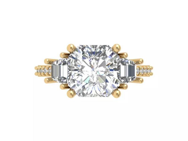 Asscher 3stone Solitair Ring