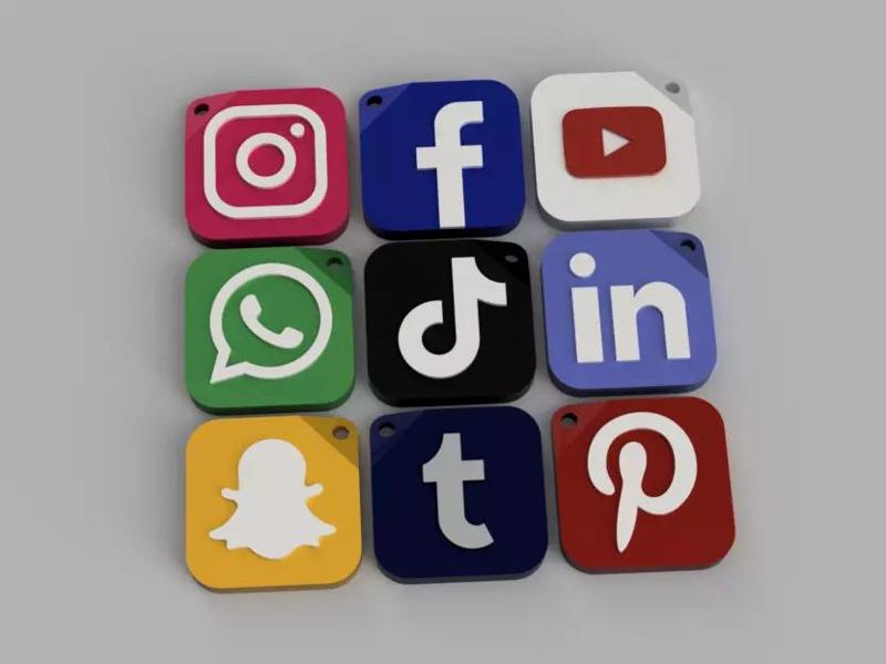 STL Social media logo key ring trinket