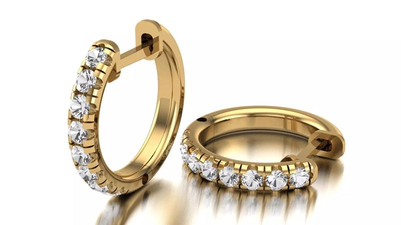 Hoop Diamond Earrings Jewelry 3D Print Model STL
