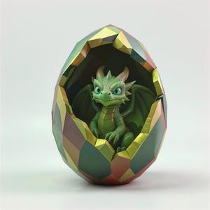 Baby Dragon Hatchling Inside Crystal Egg –  Cute Dragon Model, Collectible Toy