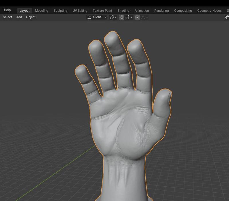 Anatomical Hand Sculpture - Realistic Hand Bust on Pedestal for 3D Printing