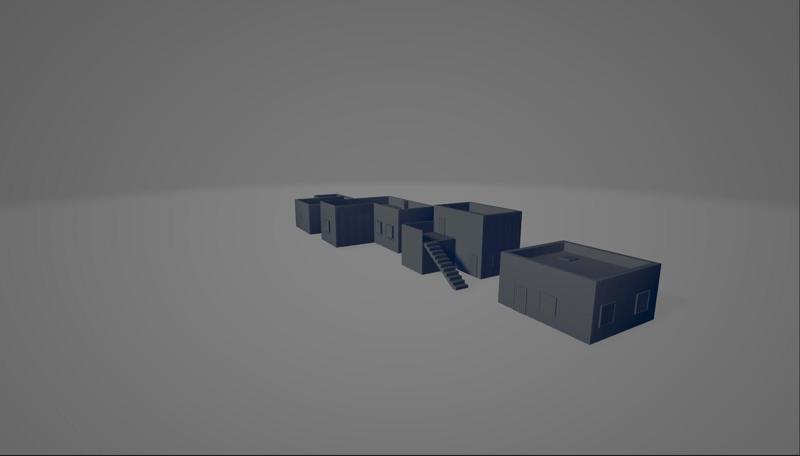 Four miniature desert houses