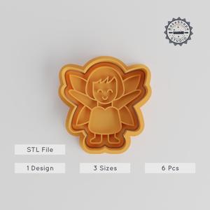Fairy Shape Cutter Stamp Set, Cookies & Fondant, S/M/L Sizes, 6-Piece Fantasy Character Collection