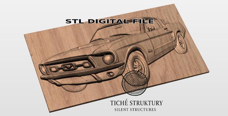 Ford Mustang 1967 – Classic Muscle Car Bas Relief – 3D STL Model
