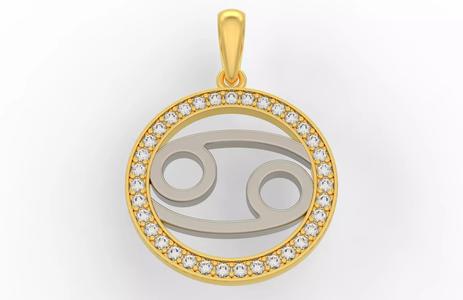 Cancer zodiac pendant with diamonds