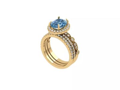 Oval Art Deco Bridal Set