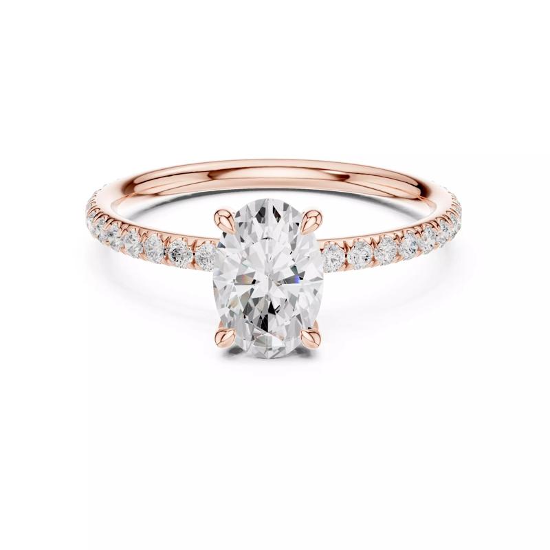 Oval Cut Diamond Round Pave Shank Wedding Ring 3DM STL Video