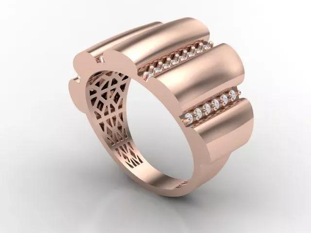Modern Ring with Diamond Grooves
