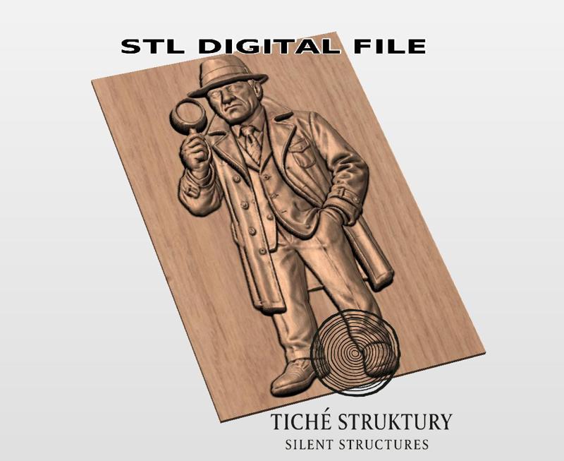 Detective – Noir Bas Relief – 3D STL Model