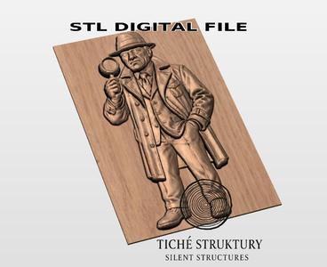 Detective – Noir Bas Relief – 3D STL Model