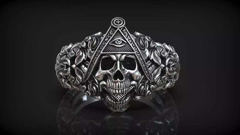 Masonic Skull Head Eye of Providence The Square and Compasses
