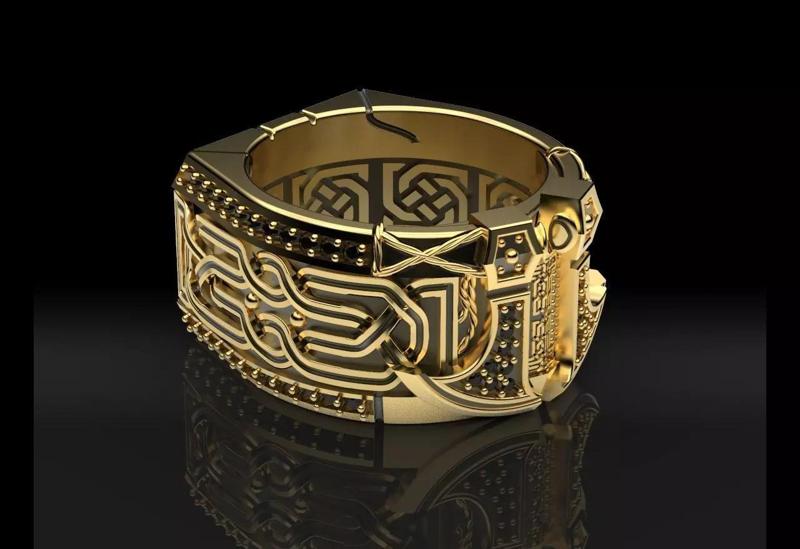 Men Celtic Axe Ring 3D Print Model