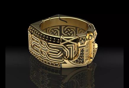 Men Celtic Axe Ring 3D Print Model