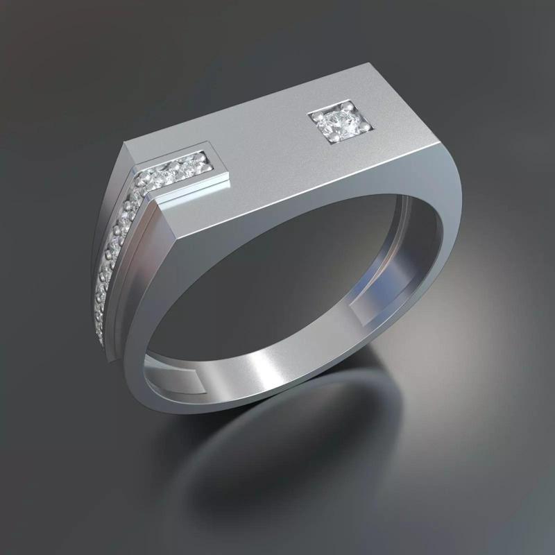 men diamond square  ring 3dm