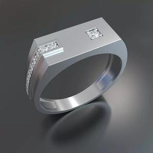 men diamond square  ring 3dm