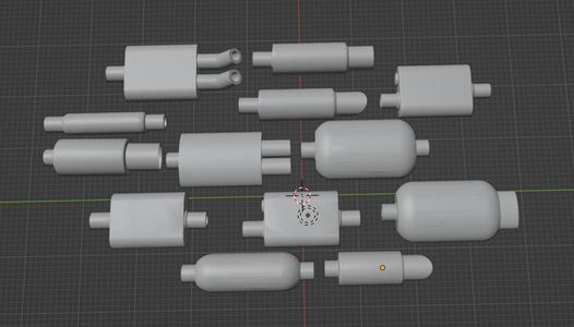 Exhaust Muffler Pack Glasspack Chambered Stock 1-25 Scale Model Car Parts