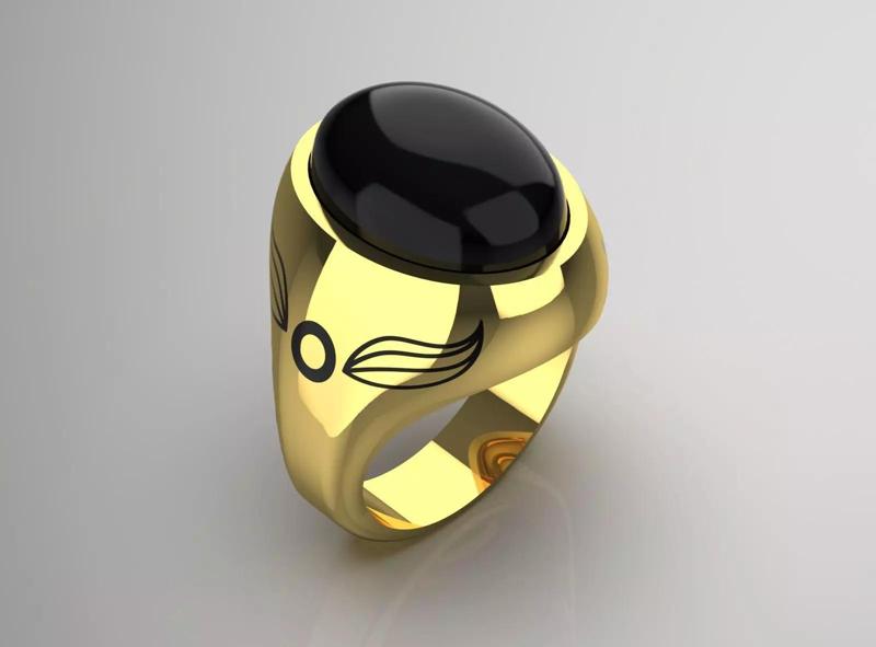 Man Gold Ring with Black Onyx mr0196