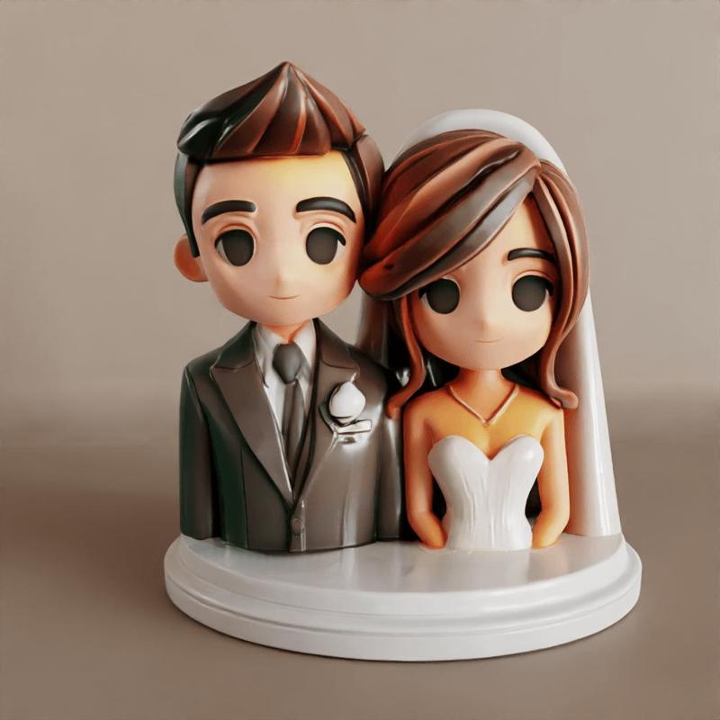 Cute Wedding Couple Statue – 3D STL File for Decoration