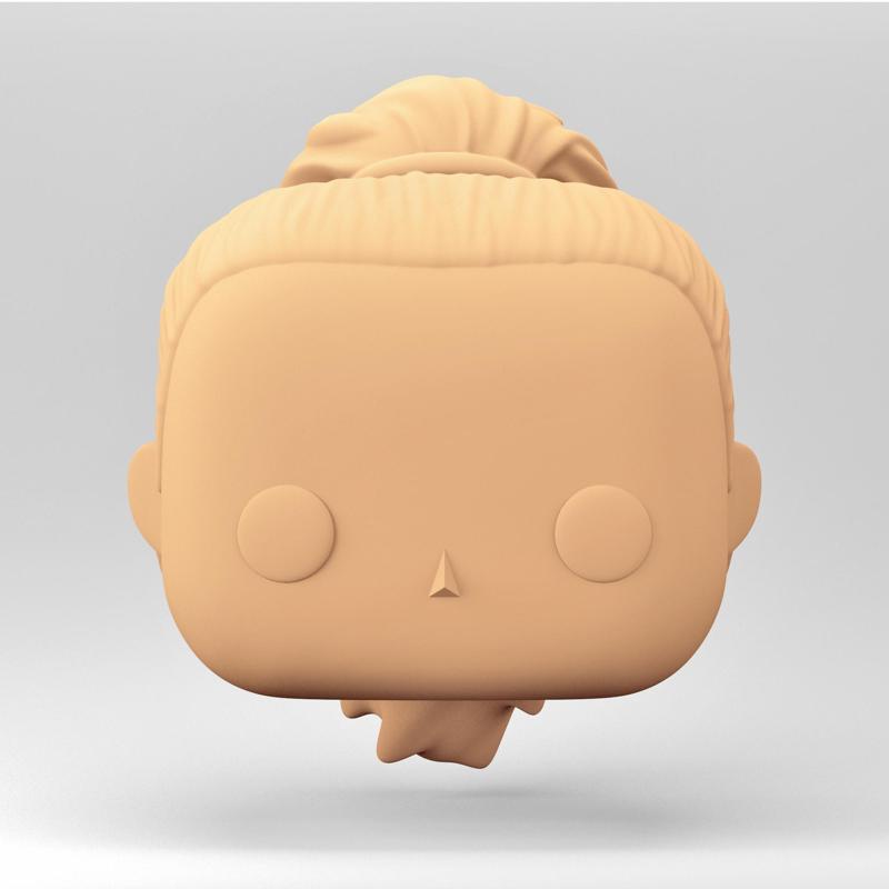 A female head in a POP style. A ponytail. WH_4-2