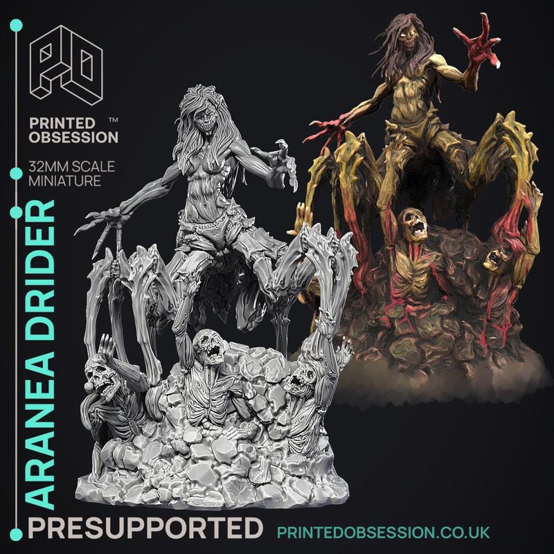 Aranea - Drider - Godly Avatars 2 - PRESUPPORTED - Illustrated and Stats - 32mm scale