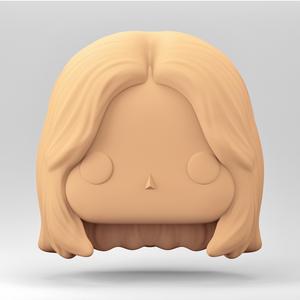 A female head in a POP style. Short straight hair. WH_7-12