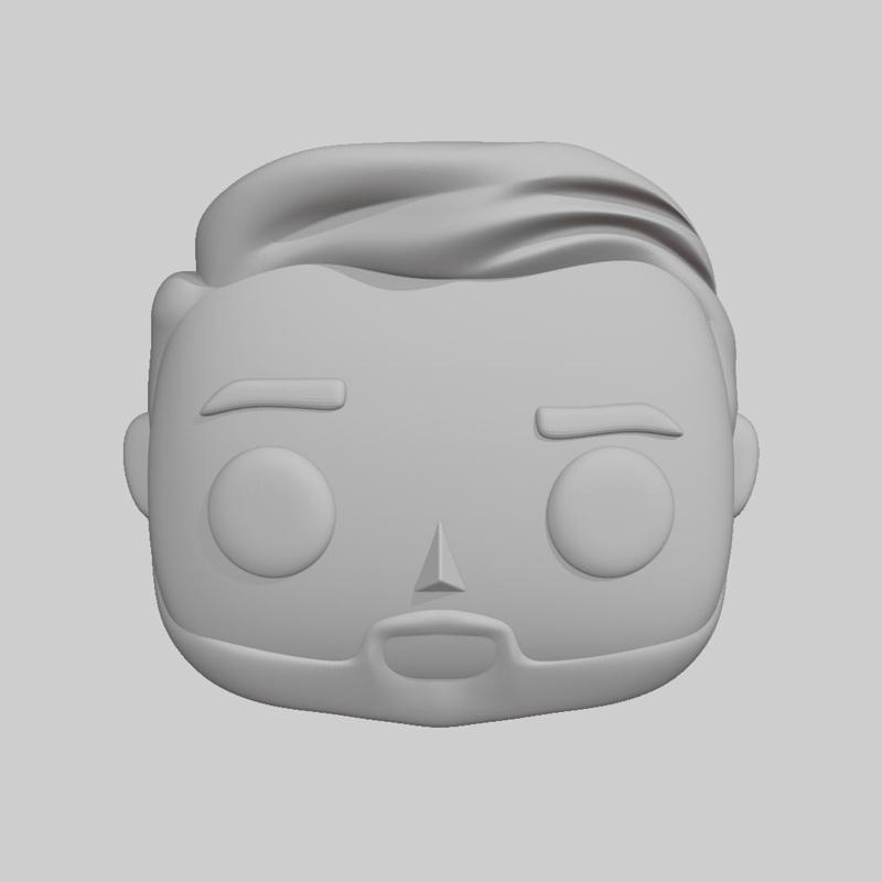 Pop - Adult male head with full beard side combing