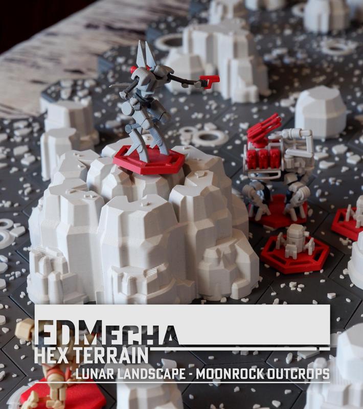 FDMecha Hex Terrain: Lunar Landscape - Moonrock Outcrops